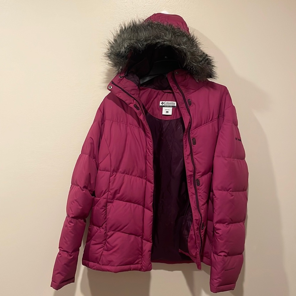 Dark Pink Pink Hooded Down Columbia Women’s Jacket